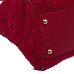 Pre Owned حقيبة دولتشي أند غابانا ميس سيسيلي وردة كروشيه حمراء كبيرة