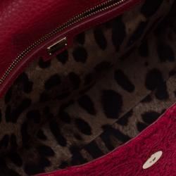 Pre Owned حقيبة دولتشي أند غابانا ميس سيسيلي وردة كروشيه حمراء كبيرة