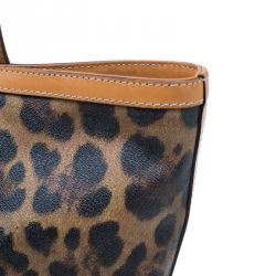 Dolce and Gabbana Leopard Print Coated Canvas Tote Bag