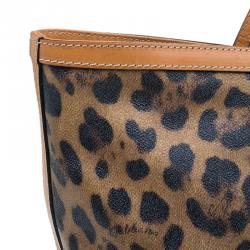 Dolce and Gabbana Leopard Print Coated Canvas Tote Bag