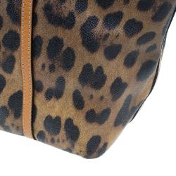 Dolce and Gabbana Leopard Print Coated Canvas Tote Bag