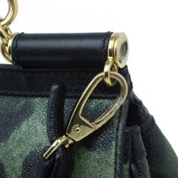 Pre Owned Dolce and Gabbana Green Leopard Print Leather Medium Miss Sicily Tote Bag
