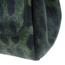 Pre Owned Dolce and Gabbana Green Leopard Print Leather Medium Miss Sicily Tote Bag