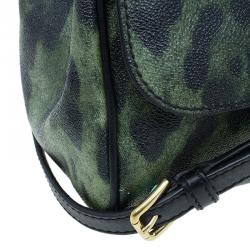 Pre Owned Dolce and Gabbana Green Leopard Print Leather Medium Miss Sicily Tote Bag