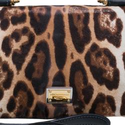 Pre Owned Dolce and Gabbana Leopard Print Pony Hair Miss Sicily Shoulder Bag