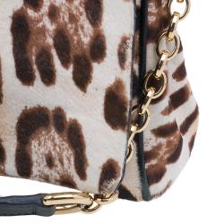 Pre Owned Dolce and Gabbana Leopard Print Pony Hair Miss Sicily Shoulder Bag