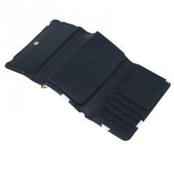 Pre Owned Dolce and Gabbana Black Polka Dot Leather Wallet on Chain