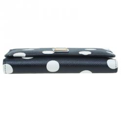 Pre Owned Dolce and Gabbana Black Polka Dot Leather Wallet on Chain