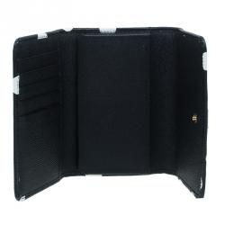 Pre Owned Dolce and Gabbana Black Polka Dot Leather Wallet on Chain