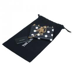 Pre Owned Dolce and Gabbana Black Polka Dot Leather Wallet on Chain
