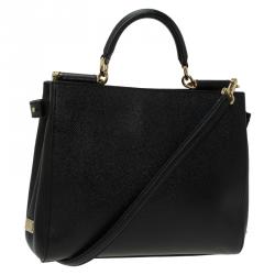 Pre Owned حقيبة دولتشي أند غابانا ميس سيسيلي جلد أسود