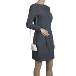 Pre Owned Dolce and Gabbana White Python Embellished Chain Coin Purse