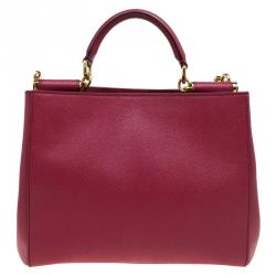 مملوكة مسبقًا حقيبة شوبر دولتشي أند غابانا ميس سيسيلي جلد أحمر
