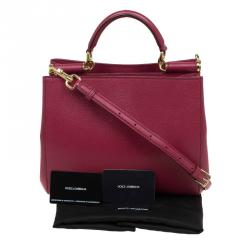 مملوكة مسبقًا حقيبة شوبر دولتشي أند غابانا ميس سيسيلي جلد أحمر