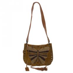 مملوكة مسبقًا Dolce and Gabbana Brown Suede Butterfly Shoulder Bag