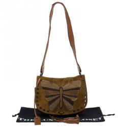 مملوكة مسبقًا Dolce and Gabbana Brown Suede Butterfly Shoulder Bag