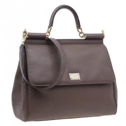 Dolce & Gabbana Brown Leather Miss Sicily Tote