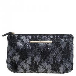 مملوكة مسبقًا Dolce and Gabbana Black Floral Lace Clutch