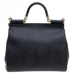 مملوكة مسبقًا Dolce and Gabbana Black Leather Medium Miss Sicily Tote