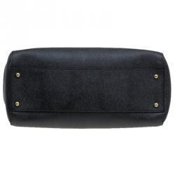 مملوكة مسبقًا Dolce and Gabbana Black Leather Medium Miss Sicily Tote