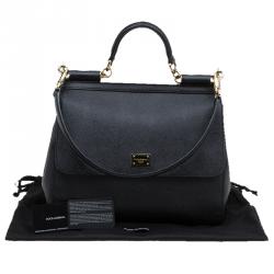 مملوكة مسبقًا Dolce and Gabbana Black Leather Medium Miss Sicily Tote