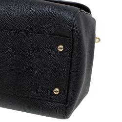 مملوكة مسبقًا Dolce and Gabbana Black Leather Medium Miss Sicily Tote