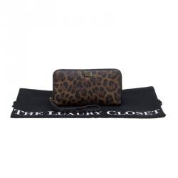 مملوكة مسبقًا محفظة كونتينيتال دولتشي أند غابانا جلد نقشة الفهد بسحاب محيط