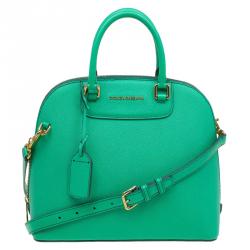 Pre Owned Dolce and Gabbana Green Leather Small Megan Dome Satchel