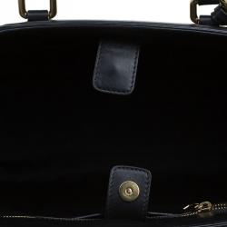 Pre Owned Dolce and Gabbana Black Leopard Print Leather Lucia Shopper Tote