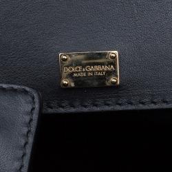 Pre Owned Dolce and Gabbana Black Leopard Print Leather Lucia Shopper Tote