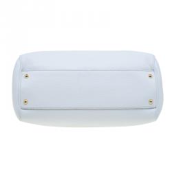 Pre Owned Dolce and Gabbana White Leather Medium Miss Sicily Top Handle Bag