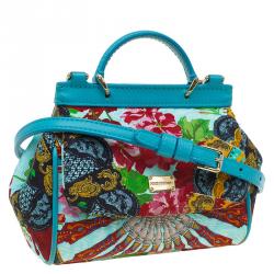 مملوكة مسبقًا حقيبة يد دولتشي أند غابانا ميس سيسيلي مايكرو طباعة زهور متعددة الألوان