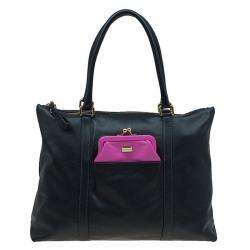 مملوكة مسبقًا Dolce and Gabbana Black Leather Front Pouch Tote