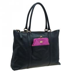 مملوكة مسبقًا Dolce and Gabbana Black Leather Front Pouch Tote