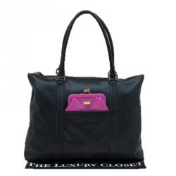 مملوكة مسبقًا Dolce and Gabbana Black Leather Front Pouch Tote