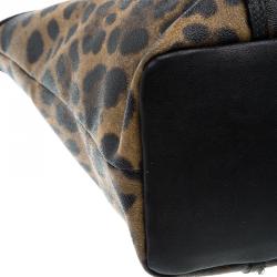 Pre Owned Dolce and Gabbana Leopard Print Coated Canvas Tote