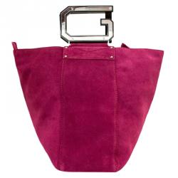 Pre Owned Dolce and Gabbana Fuschia Suede Bucket Bag