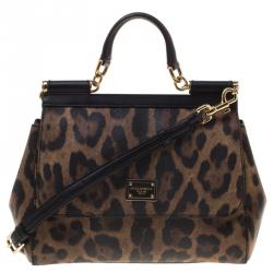 Dolce & Gabbana Leopard Print Coated Canvas 'Sicily' Top Handle Bag w/ –  Mine & Yours