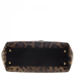 مملوكة مسبقًا حقيبة يد دولتشي أند غابانا يد علوية ميس سيسيلي صغيرة PVC طباعة فهد