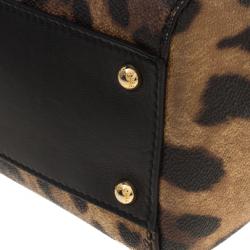 مملوكة مسبقًا حقيبة يد دولتشي أند غابانا يد علوية ميس سيسيلي صغيرة PVC طباعة فهد