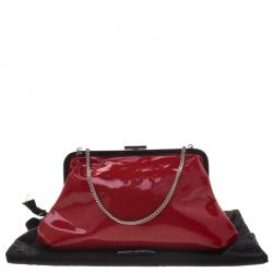 Pre Owned حقيبة كلاتش دولتشي أند غابانا إطار سلسلة جلد لامعة حمراء