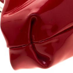 Pre Owned حقيبة كلاتش دولتشي أند غابانا إطار سلسلة جلد لامعة حمراء