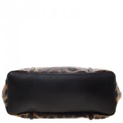 Pre Owned Dolce and Gabbana Leopard Print Coated Canvas Miss Escape Tote