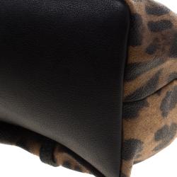 Pre Owned Dolce and Gabbana Leopard Print Coated Canvas Miss Escape Tote
