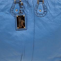Pre Owned Dolce and Gabbana Blue Leather Miss Rouche Tote 