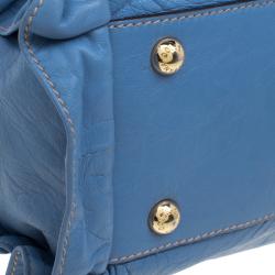 Pre Owned Dolce and Gabbana Blue Leather Miss Rouche Tote 