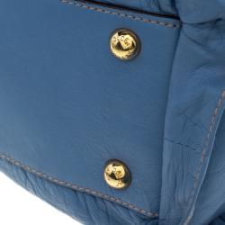 Pre Owned Dolce and Gabbana Blue Leather Miss Rouche Tote 