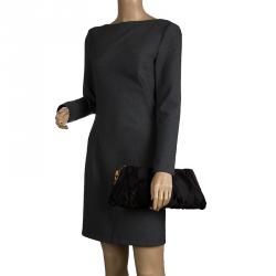 Pre Owned Dolce and Gabbana Black Satin Miss Lady Clutch