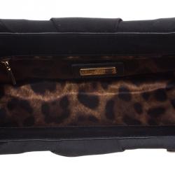 Pre Owned Dolce and Gabbana Black Satin Miss Lady Clutch