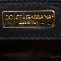 Pre Owned Dolce and Gabbana Black Satin Miss Lady Clutch